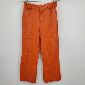 Avec Les Filles Orange High Rise ]Pull On Faux Leather Trouser Pants Small